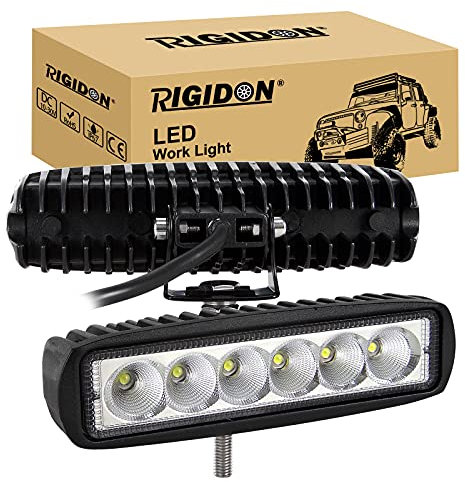 RIGIDON 2 Pcs led lichtleiste, 18W 6 Zoll 15cm led flutstrahler Offroad Beleuchtung für Auto SUV ATV, Traktor, LKW, 4x4 6000K Weiß led nebelscheinwerfer, led arbeitsscheinwerfer, led arbeitslicht