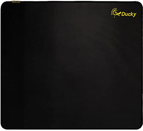 Ducky - Gaming Mauspad L 450x400 Millimeter - Fransen Freie Ränder - Microfaser Großes Mauspad - Non-Slip Mousepad Gaming (Schwarz)