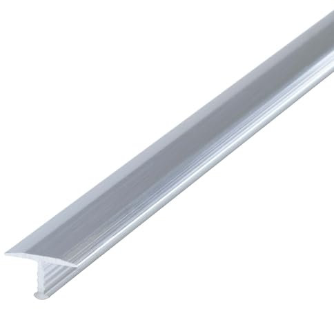 Dalsys T-Profil, Übergangsprofil 100cm x 18mm Bodenprofil aus eloxiertem Aluminium, Silber verchromt