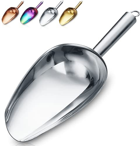 Cuillère à Crème Glacée, Cuillère à Biscuits En Acier Inoxydable De Qualité Supérieure, Cuillère à Farine Robuste, Cuillère à Bonbons Utilitaire, Lavable Au Lave-Vaisselle (Argent/8 oz / 9 Pouces)