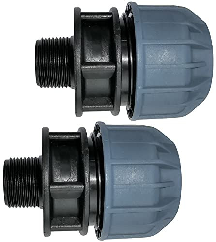 AERZETIX - C51917 - Lot de 2 Manchon/Adaptateur fileté - Réducteur de Compression Droit - raccord Filetage mâle 3/4 - pour Tuyau d'eau Ø32mm - en polypropylène - connecteur/réparateur