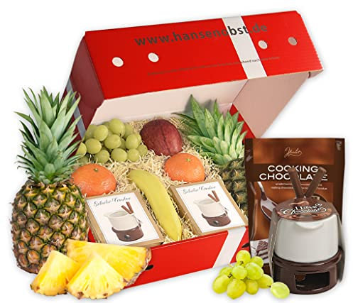 Hansen Obst | Schokoladen-Fondue | Geschenkbox mit frischem Obst | Die Klassische