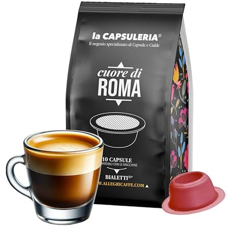 La Capsuleria - Café COEUR DE ROME - goût équilibré (80 Capsules) compatible avec Bialetti (également avec modèle Gioia)