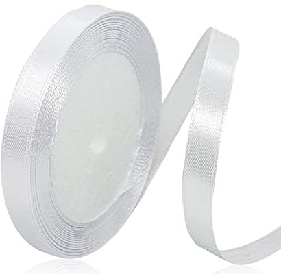 Weiss Satinband 10mm x 22 Meters Schleifenband Weiß Geschenkband Dekoband Stoffband für Geschenk, Basteln, Nähprojekte, Haarschleifen, Brautstrauß, Hochzeits Dekoration