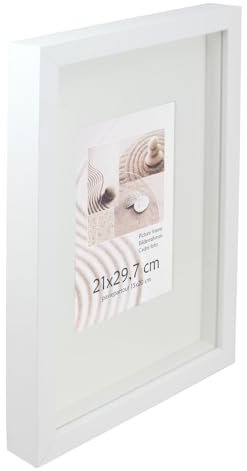 KM Foto 3D Objektrahmen Holz Bilderrahmen Shirt Trikot Rahmen Collage Wanddeko Poster S220: Farbe: Weiß | Format: 40x50