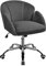 Yaheetech Computer Office Desk Chair Cute Makeup Vanity Chair with Armrests Modern Swivel Rolling for Home Office, Living Room, Study Room Dark Gray