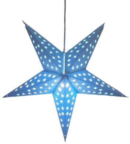 YEPSIO Papierstern-Laterne, Lampenschirm, Papier, Stern, groß, 60 cm, Stern, hängende Dekorationen für Weihnachten, Hochzeit, Heimdekoration, Geburtstagsparty (blau)