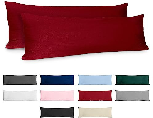Kissenbezug 40x145 Baumwolle Renforcé (2er-Set) - Burgunderrot - Dicht gewebt mit 57 Fäden/cm² - Kissenbezug 40 x 145 cm - Oeko Tex Zertifiziert - Dreamzie
