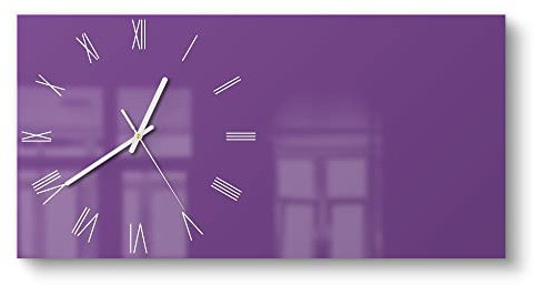 DEQORI Glasuhr | vertikal 60x30 cm | Unifarben - Violett | große XXL Design Uhr aus Glas | leise Wanduhr für Wohnzimmer & Küche | Moderne Hingucker Uhr für die Wand
