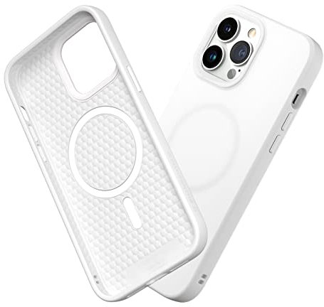 RhinoShield Case kompatibel mit [iPhone 13 Pro Max] | SolidSuit - MagSafe-kompatibel -Stoßdämpfende & schlanke Schutzhülle mit Premium Finish - 3.5 Meter Fallschutz - Klassik Weiß
