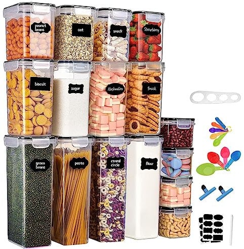 Tallgoo Vorratsdosen Set,Vorratsdosen Luftdicht 16 Set,Luftdichte Frischhaltedosen mit Deckel für trockene Lebensmittel zur Aufbewahrung Küche von Nudeln,Getreide,Mehl -BPA-frei-4 Größen