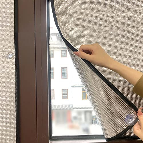 kefu01 Thermal Insulation Reflective Film,Total Blackout Window Film,Double Aluminium Bubble Insulation Foil,No Glue Anti Glare Anti UV Sun Protection Privacy Window Tint Film (45x100cm/18''x39'')