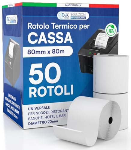 50 Rotoli Termici 80x80 per Registratori di Cassa Nexi Axerve e Ingenico | Alta Qualità Carta Termica Omologata