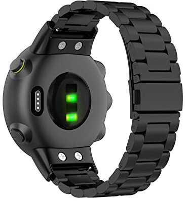 Armband Kompatibel mit Garmin Forerunner 45/Forerunner 45S/Swim 2 Armband Metall Ersatzarmband Wasserdicht Edelstahl Replacement Wrist Strap Zubehör Uhrenarmband für Garmin Forerunner 45 (Schwarz)