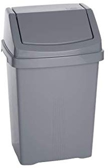 25L Litre Plastic Rubbish bin Swing Bin with Swing Lid for Kitchen, Bedrooms, Bathroom, Offices | Waste bins with Swing Lid | Perfect Trash Can For Home and Office (Silver)