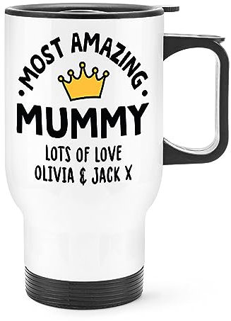 Personalised Most Amazing Mummy Crown Travel Mug Cup with Handle