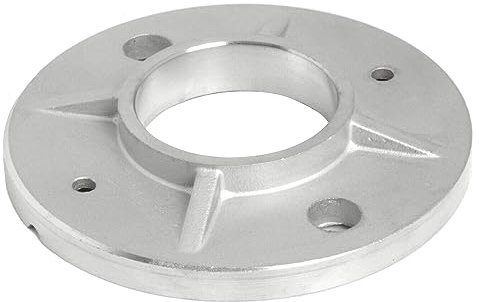 PRIOstahl Flangia a pavimento, piastra di ancoraggio con foro a 2 fori, 1 pezzo, dimensioni: 100 mm x 6 mm, come fissaggio per tubo rotondo Ø 42,4 mm, per ringhiere, acciaio inox V2A