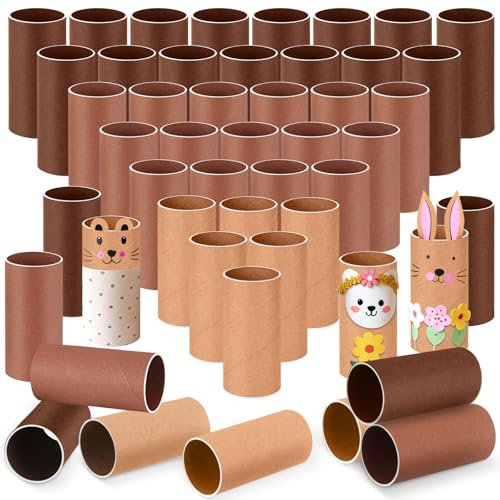 Henoyso 100 Packs Cardboard Tubes for Craft 1.57 x 3.74 DIY Empty Toilet Paper Rolls Craft Cardboard Paper Round Tubes Gift Supplies for Kid(Coffee Series)