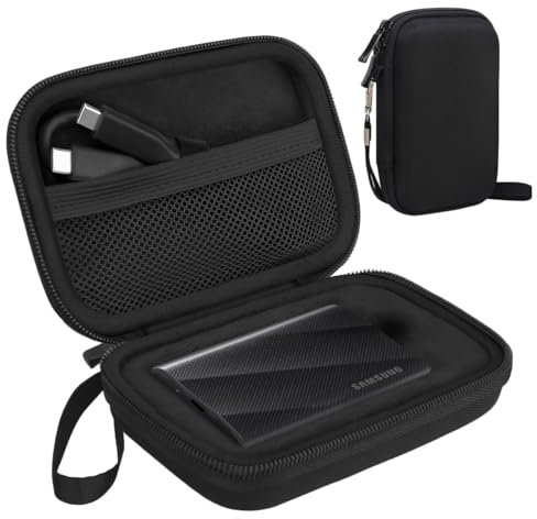 Lacdo Hard Carrying Case for Samsung T9 Portable Solid State Drives 1TB 2TB 4TB USB 3.2 External SSD Hard EVA Shockproof Storage Travel Bag, Black+Black
