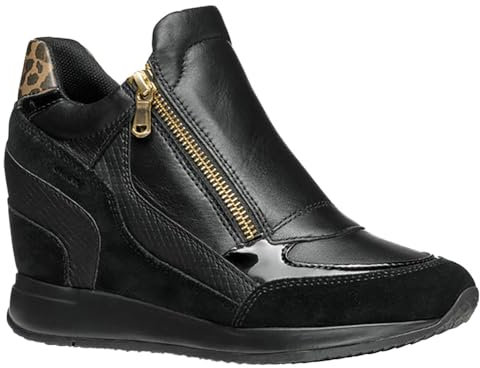 Geox Damen D NYDAME A Sneaker, Black/Black, 39 EU
