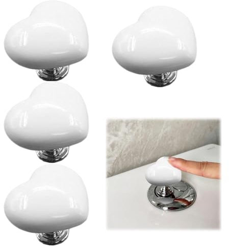 4 Pcs Toilet Flush Button, Design Love Heart Shaped Toilet Tank Button, Portable Accessory Tool Press Colorful Flush Button,Aid Water Tank Push Press Flush,for Bathroom, Door, Drawe,Bedroom