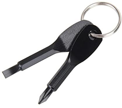 LHQYKHOZ 1 Set of Mini Stainless Steel Keychain Screwdriver Set Portable Phillips and Flathead Screwdriver Outdoor Emergency Handy Tool (Black)