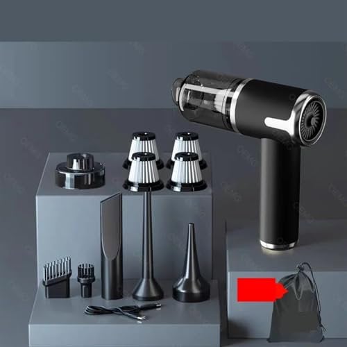 soplador aspirador de hojas Aspirador de coche de 120000PA, Mini limpiador portátil inalámbrico de mano for electrodomésticos, máquina de limpieza potente, limpiador de coche ( Color : Black Pro 4hepa