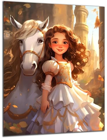 Munera Design - Bild 30x40 - Märchen Prinzessin Pferd - Wand-Bilder Kinder-Zimmer