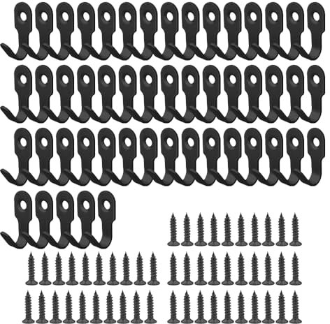 ONEBO 50 Pcs Mini Black Single Prong Robe Hook,Wall Mounted Hat Hook, Stainless Steel J Shape Hooks,for Bathroom Bedroom Living Room Hallway,Hanging Hat,Towel,Key