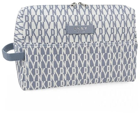 DKNY - Kulturbeutel Reise Damen Herren Wasserdicht Groß Hängend mit Fächern Waschtasche Organisator für Kosmetik und Hygieneartikel, Blau