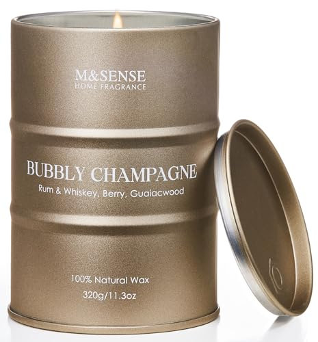 M&SENSE Sprudelnder Champagner Kerzen für Zuhause duftend, Kerzen Geschenke für Frauen & Männer, Luxus Natürliche Sojakerzen, Haus wärmende Geschenke neues Zuhause, 70 Stunden lang brennend, 320g