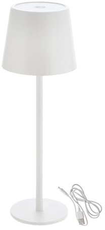 Spetebo Metall Akku Touch Leuchte 26 x 9 cm - weiß/wiederaufladbar - Design Tischleuchte mit LED in kalt und warm weiß - Nachttischlampe Schreibtischlampe Deko Lampe dimmbar