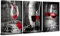 Red Wine Wall Art Kitchen Pictures for Wall Decor 3 Piece Black and White Canvas Paintings for Living Room Decorations Retro Still Life Wine Cups Posters Modern Contemporary Artwork Framed 30 x 40CM