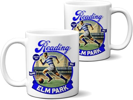 KRAFTYGIFTS Personalised Reading Mug Nostalgia Football Fan Cup Retro Vintage Tea Coffee Fathers Day Gift for Him NFM72