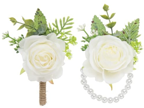 PATIKIL Ensemble de corsage et boutonnières en forme de rose pour homme et femme, enterrement de vie de jeune fille, bal de fin d'année, retour à la maison