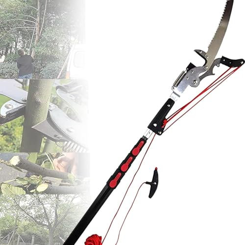Tagliarami Sega Cesoia manuale con manico telescopico e corda Svettaio Telescopico conSega Tagliarami,Svettatoio a pertica professionale con taglio a cricchetto,per Tagliare Rami Alti(7.2M (24FT))