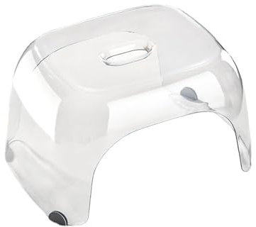 Sgabello da doccia in acrilico, sgabello da bagno in plastica, spesso, resistente fino a 130 kg, adatto per doccia, antiscivolo, con piedini in gomma (bianco)