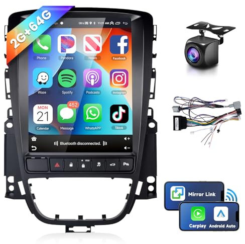 2G+64G Autoradio Android 13 per Opel Astra J 2009-2015/Buick Excelle con Pulsante ECO, 9.7 HD Schermo Tactile Radio Auto co Carplay Android Auto senza Fili GPS WiFi USB Bluetooth FM RDS Telecamera