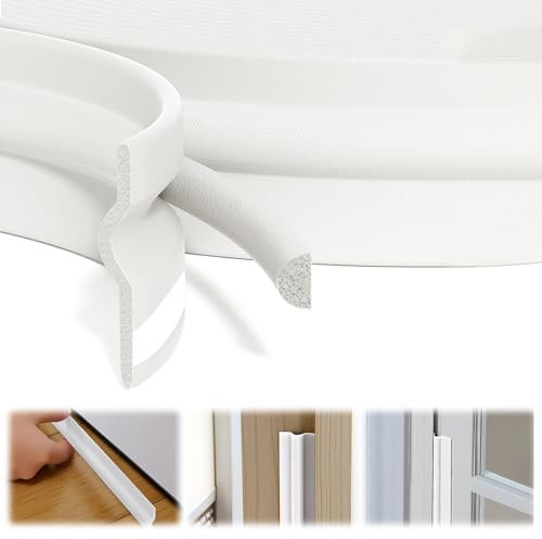 Dichtungsband für Türen Fenster, 8m Selbstklebend Zugluftstopper Fenster Dichtungsband, Selbstklebend Fensterdichtung Schutz vor Kälte und Wind (Weiß, 8m)