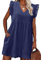 heekpek Womens Summer Dress Casual V Neckline Ruffle Sleeve Loose Sleeveless Dress Boho Floral Sundress Beach Mini Short Dresses for Holiday Daily, Navy Blue, XL