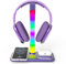 Headphone Stand with Wireless Charger,Gaming Headset Stand with RGB Light Mode,Airpod Max Stander Compatible with Airpod Pro/3/2,iPhone 16/15/14/13/12/11,Gifts for Gamers & Music Lover (Purple)