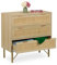 Relaxdays Kommode, 3 Schubladen, Rattan- & Holzoptik, HBT 80 x 80 x 42 cm, Wohnzimmer, Flur, Kommodenschrank, natur/gold