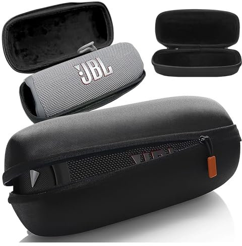 Alogy Lautsprechertragetasche Hard Case Schutzhülle Wireless Lautsprecher Case für JBL Flip 2/3/4/5/6 Hard Case Schutzhülle mit Karabiner Stark Schwarz
