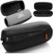Alogy Lautsprechertragetasche Hard Case Schutzhülle Wireless Lautsprecher Case für JBL Flip 2/3/4/5/6 Hard Case Schutzhülle mit Karabiner Stark Schwarz