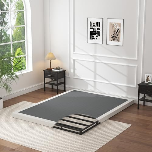 OSASET Low Profile Box Spring Full - 3 Inch Box Spring Full Heavy Duty Bed Foundation Metal Bed Base Easy Assembly
