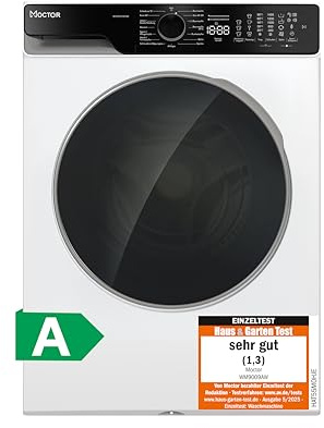 Moctor Waschmaschine WM9009AW, 9 kg, Smarte Bedienung mit WI-FI, Moctor App, Mikrofaserfilter, Dampfunktion, Aquastop, Weiß