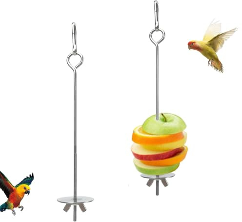 2Pcs Parrot Skewer Feeder Bird Fruit Skewers Bird Food Holder Foraging Toy | Stainless Steel for Budgie Parakeet Cockatiel