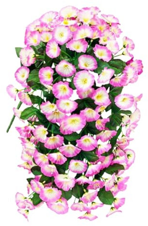 Qurygin Artificial Morning Glory Flowers, Outdoor Artificial Vines, Home Decor Accents for Courtyard Gazebo Spring Wall Door Front Deck Fall Porch