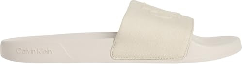 Calvin Klein Herren Badeschuhe Slide Monogram mit Logo, Beige (Oatmeal), 40