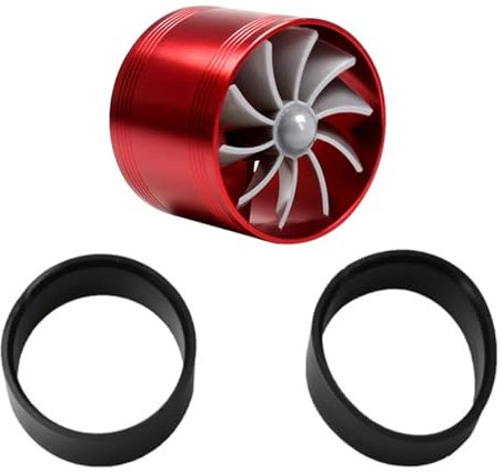 Hose Turbocharger Einseitiger Auto-Lufteinlass Turbo Gas Heizöl Saver Fan Turbo Kompressor Turbine Motor Turbolader Power Zubehör Abgasturbolader(Red)